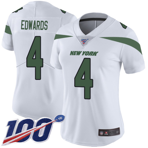 New York Jets Limited White Women Lac Edwards Road Jersey NFL Football #4 100th Season Vapor Untouchable->youth nfl jersey->Youth Jersey